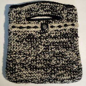 Crochet Handbag - Hand crafted – Off White & Black